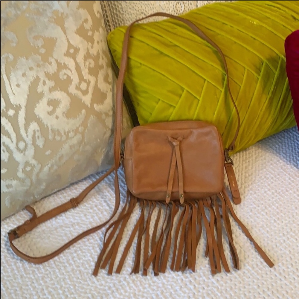 Leather fringe lucky brand crossbody purse